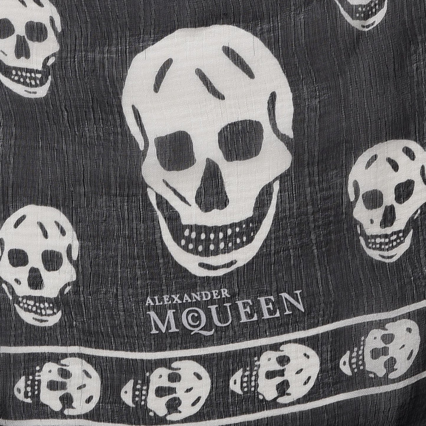 Silk Chiffon Skull Scarf Black Ivory