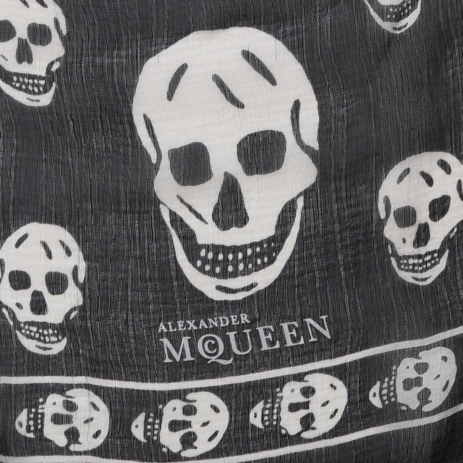 Alexander McQueen Silk Chiffon Skull Scarf Black Ivory 5 of 7