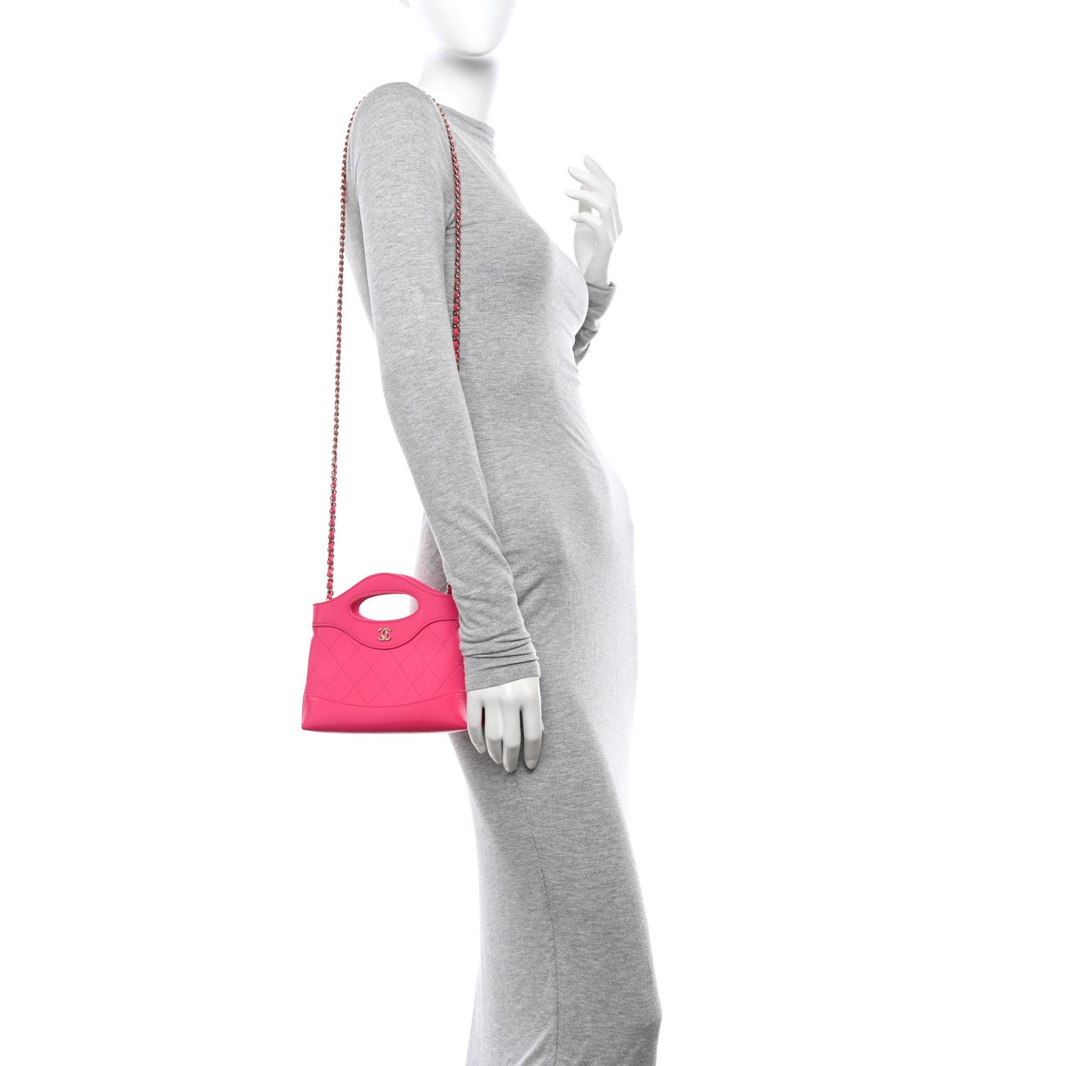 Chanel Shiny Crumpled Calfskin Quilted Nano 31 Shopping Bag Pink 2 of 11