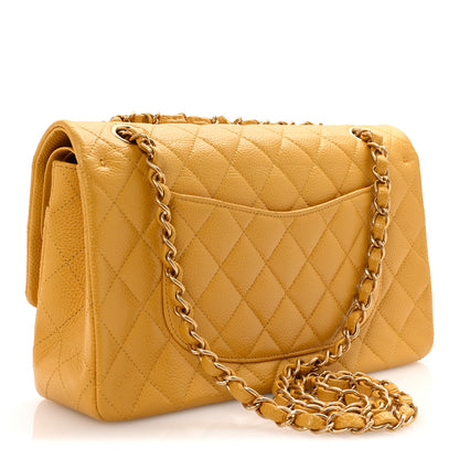 Chanel Caviar Quilted Medium Double Flap Yellow 3 of 10