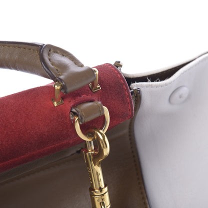 Celine Smooth Calfskin Suede Medium Tri-Color Trapeze Vermillion 11 of 28