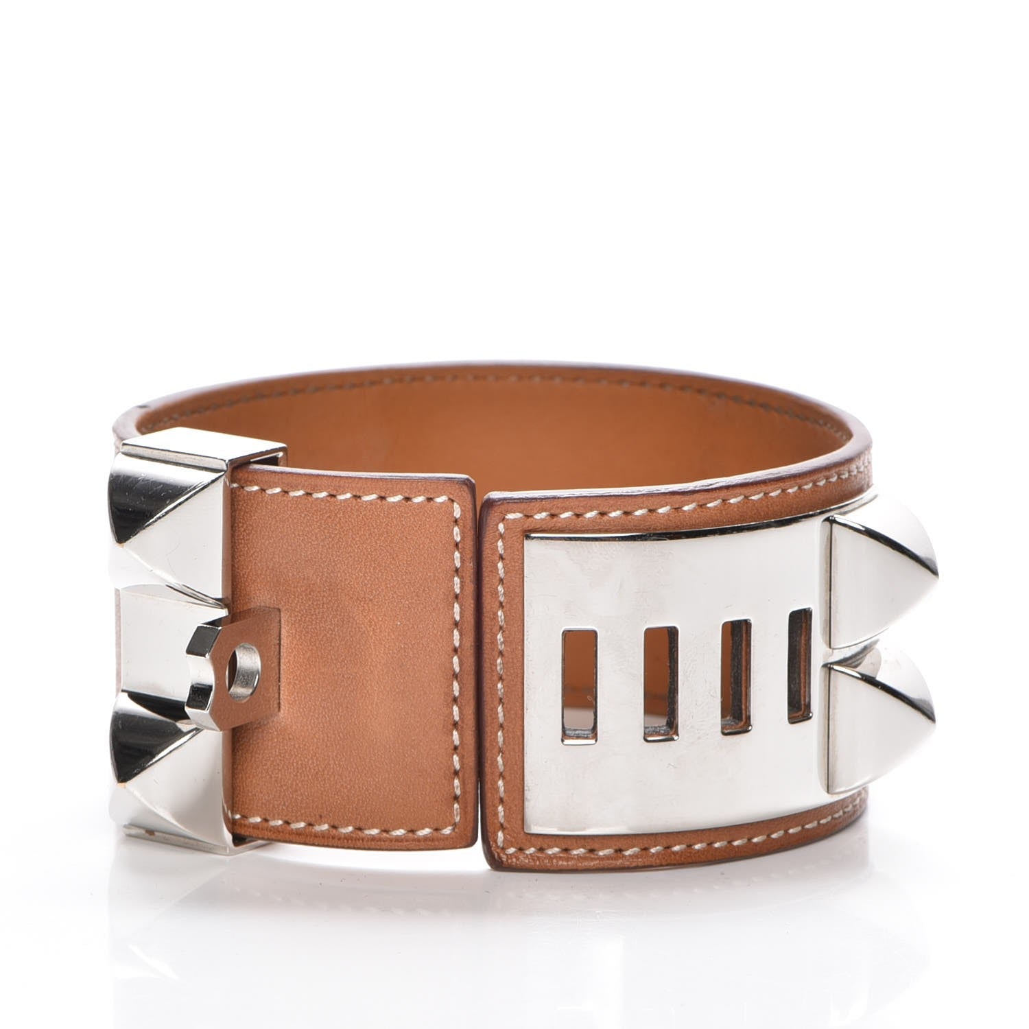 Hermes Barenia Collier De Chien CDC Bracelet L Fauve 4 of 9