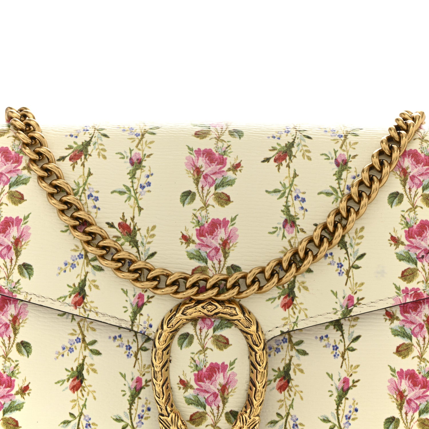 Gucci Calfskin Floral Print Mini Dionysus Chain Wallet Ivory Pink 8 of 10