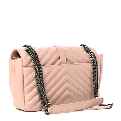 Saint Laurent Grained Calfskin Matelasse Chevron Monogram Medium Chain Bag Pale Pink 3 of 10