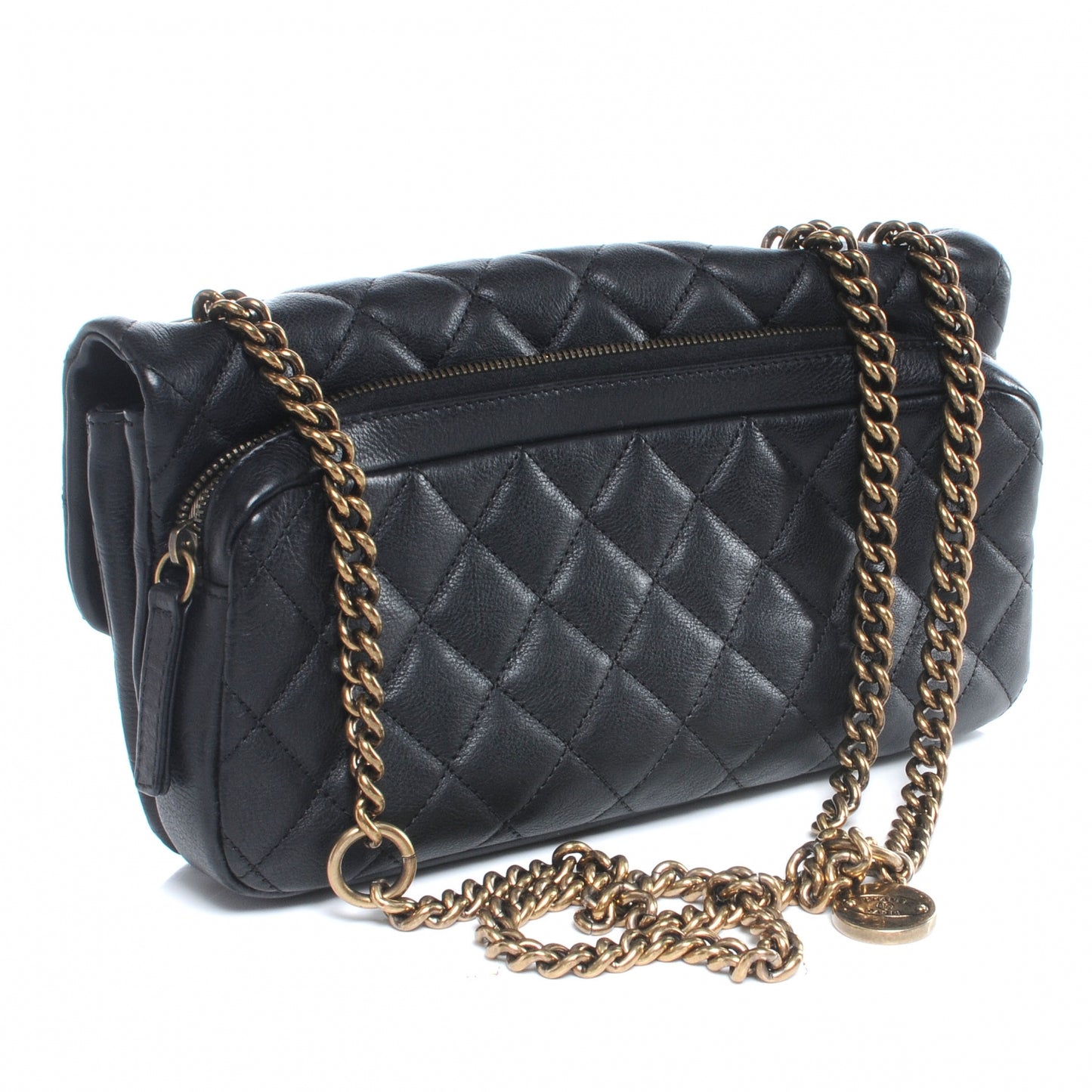 Calfskin CC Crown Small Flap Black
