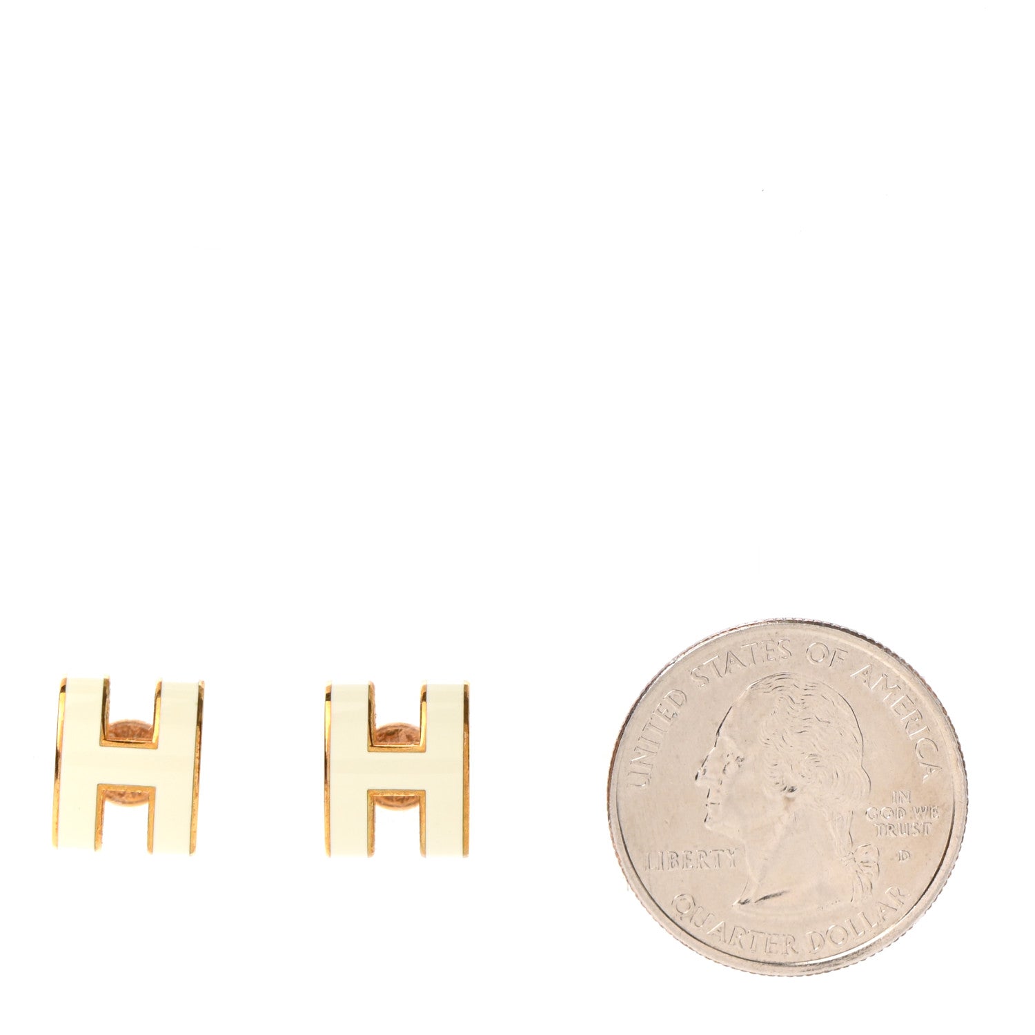 Hermes Gold Lacquered Mini Pop H Earrings White 2 of 6