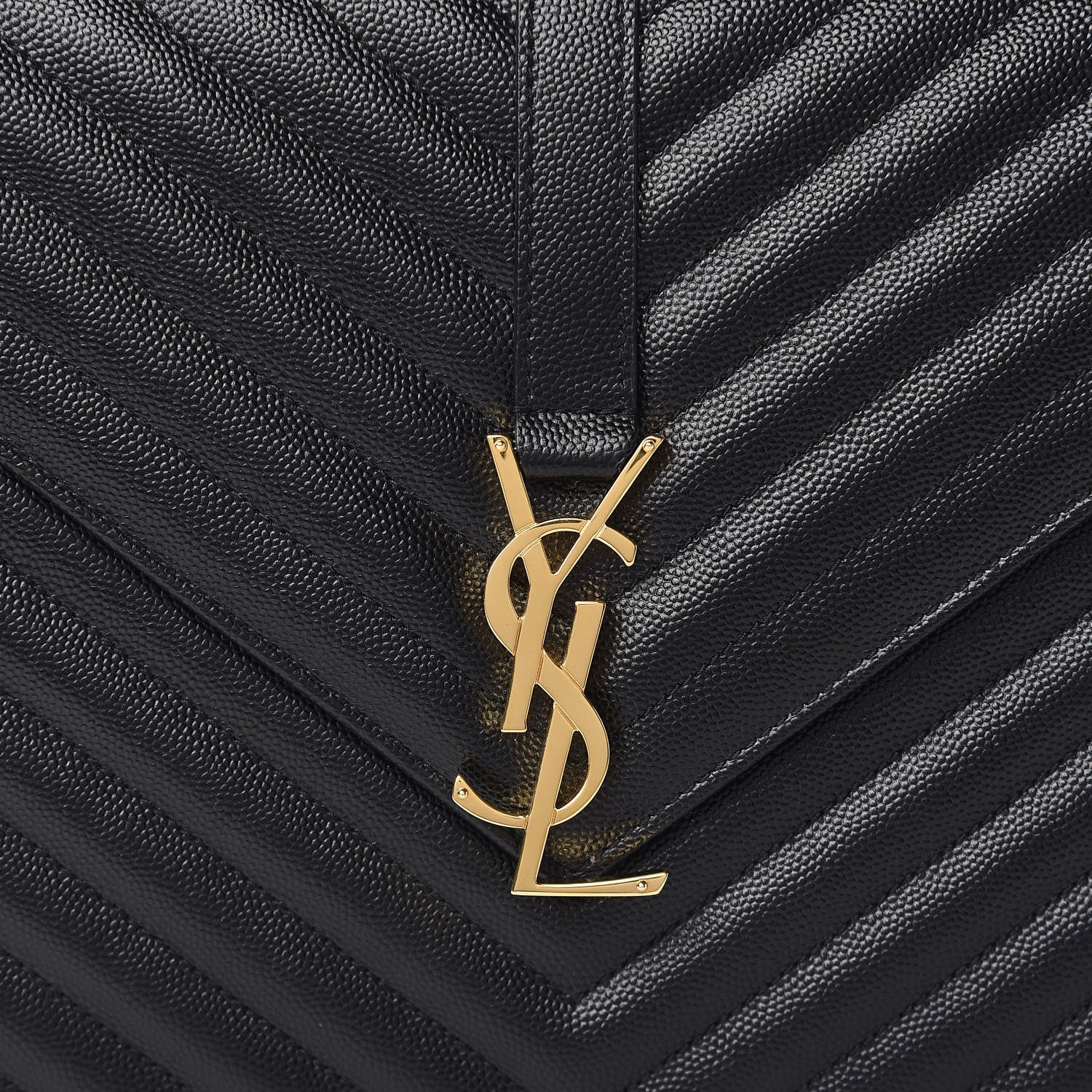 Saint Laurent Grain De Poudre Matelasse Chevron Large Monogram Satchel Black 10 of 10