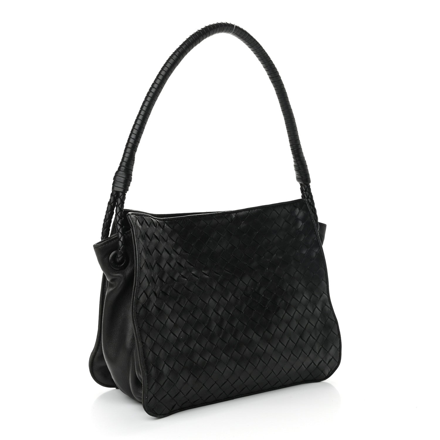 Bottega Veneta Nappa Intrecciato Shoulder Bag Black 2 of 8