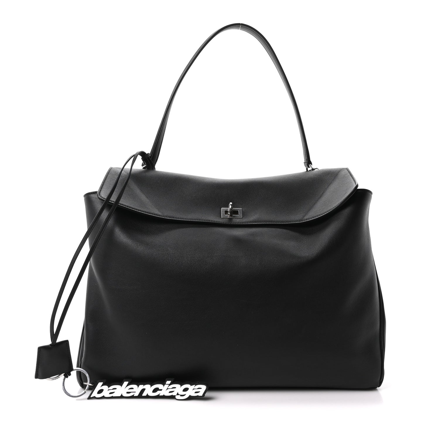Smooth Calfskin Large Rodeo Top Handle Handbag Black