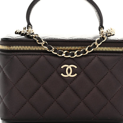 Chanel Iridescent Lambskin Quilted Small Top Handle Vanity Case With Chain Burgundy 8 of 11