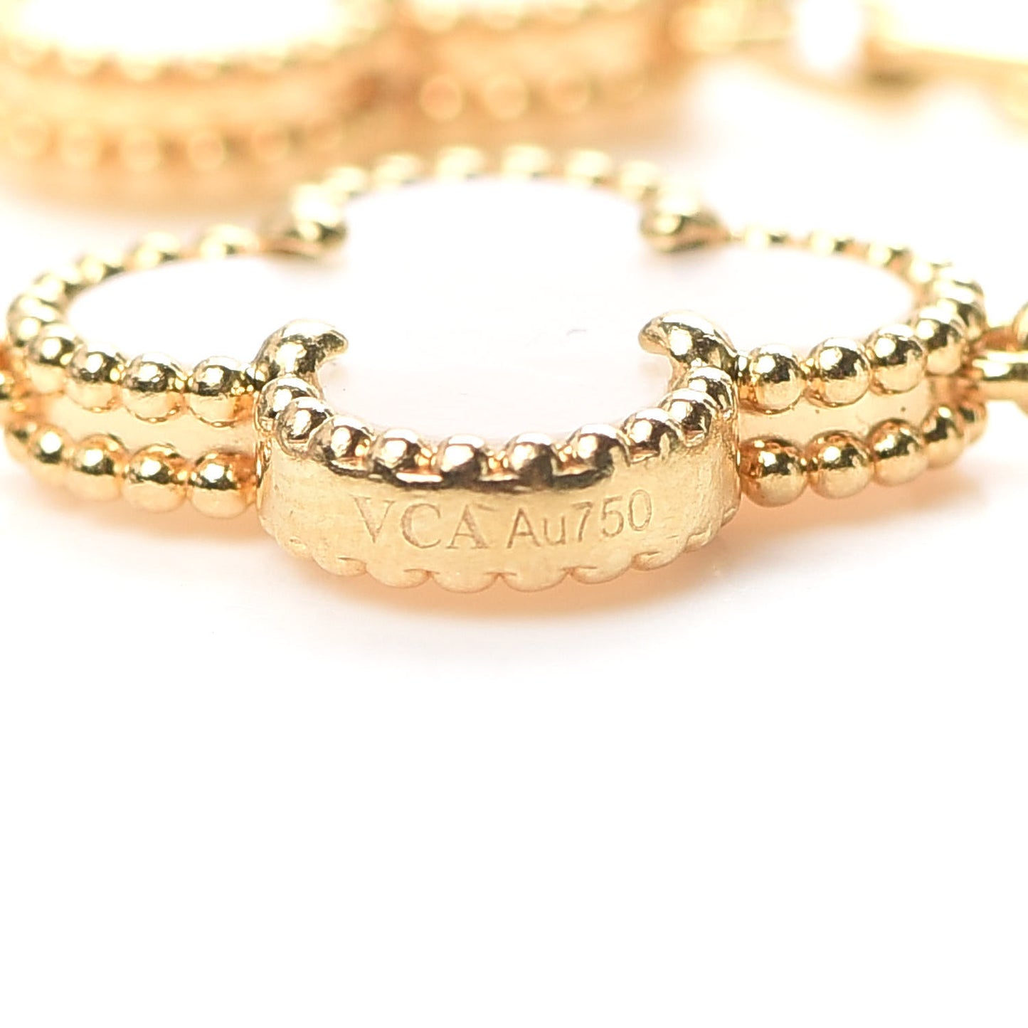 18K Yellow Gold Mother of Pearl 5 Motifs Vintage Alhambra Bracelet