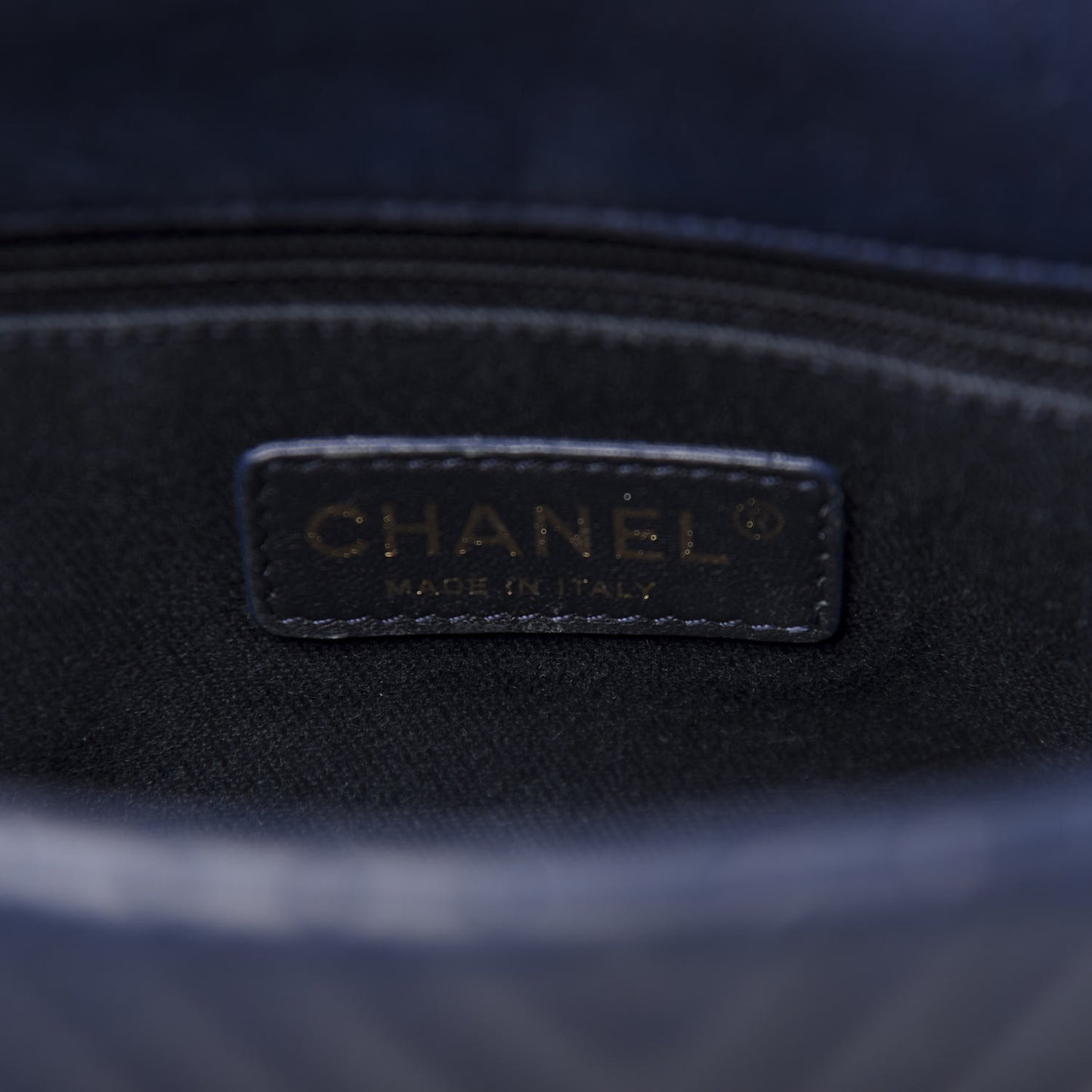 Calfskin Surpique Chevron Medium Flap Navy