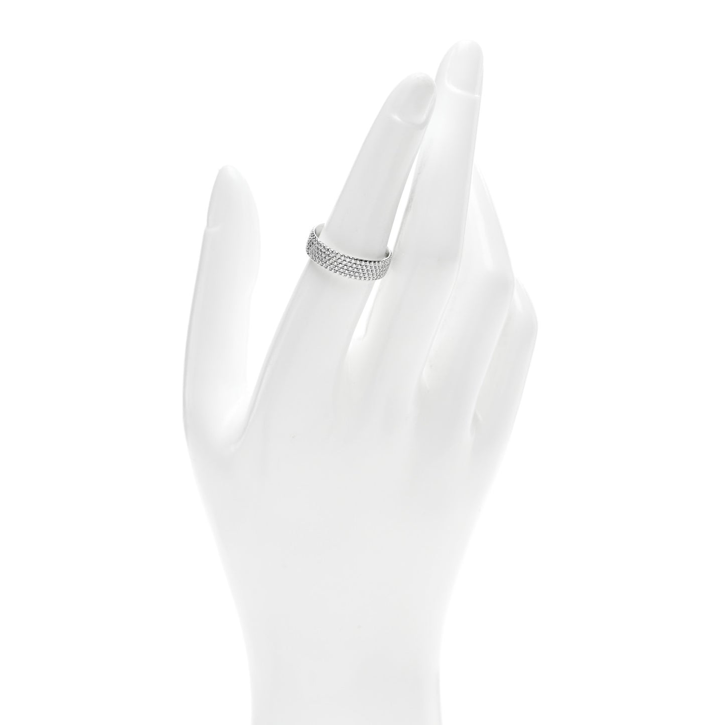 18K White Gold Diamond Metro Five-Row Ring 53 6.5