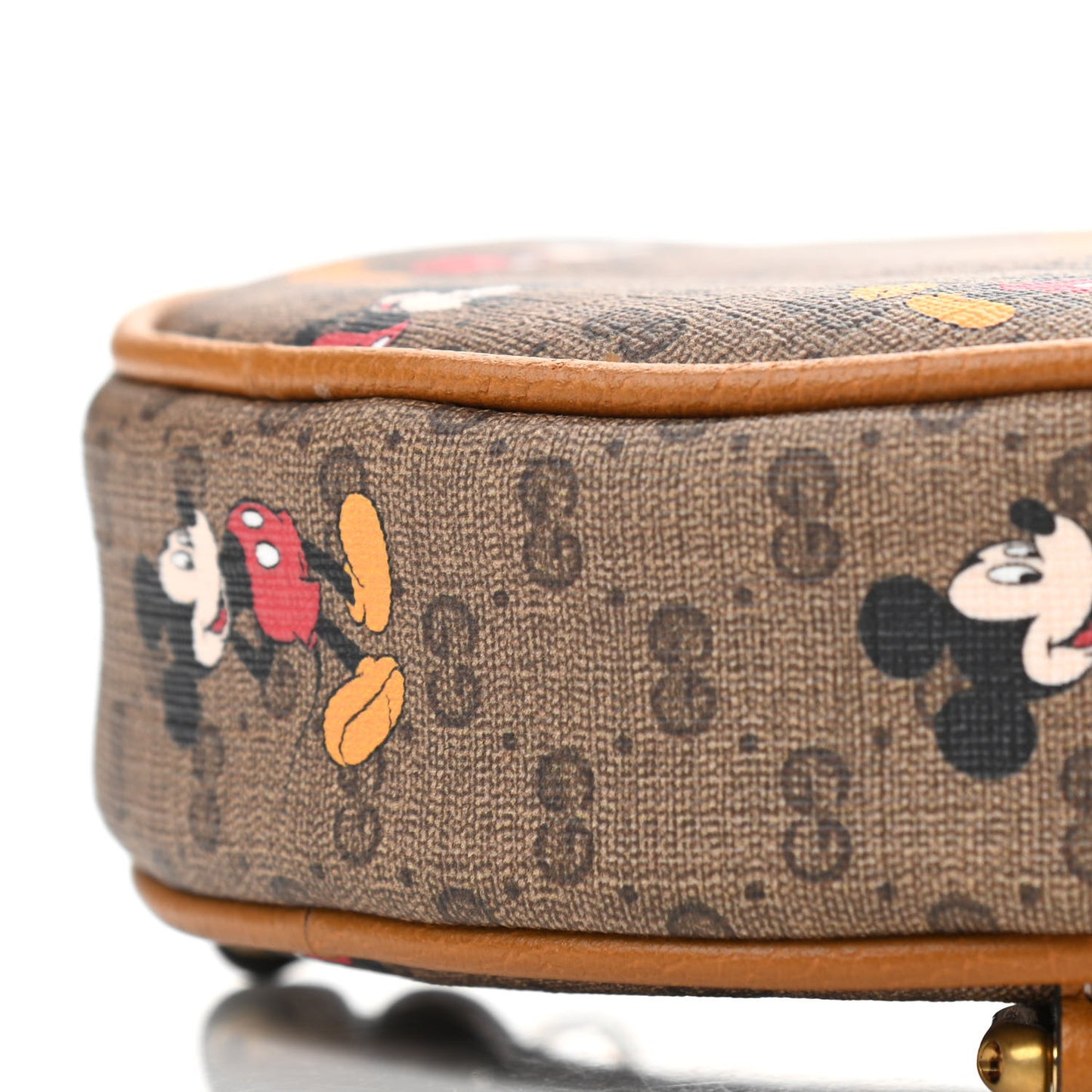 X DISNEY Mini Vintage GG Supreme Monogram Mickey Mouse Round Backpack Beige Vintage Sun Oil