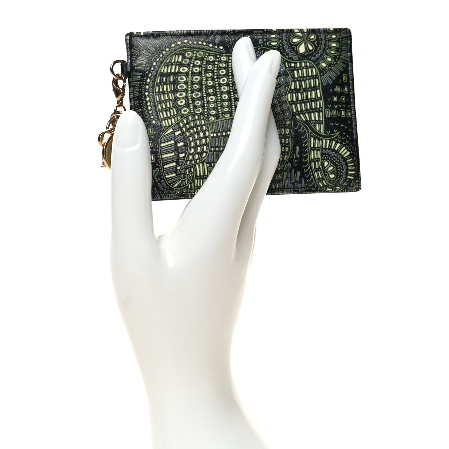 Calfskin Animals Card Holder Green