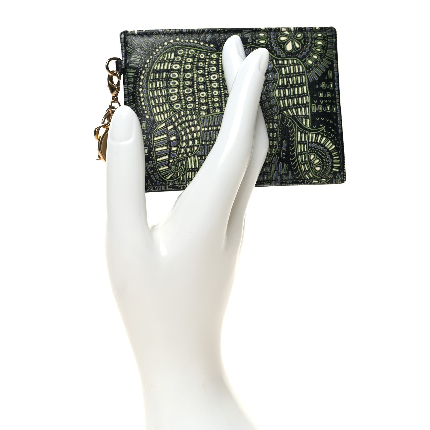 Christian Dior Calfskin Animals Card Holder Green 2 of 11