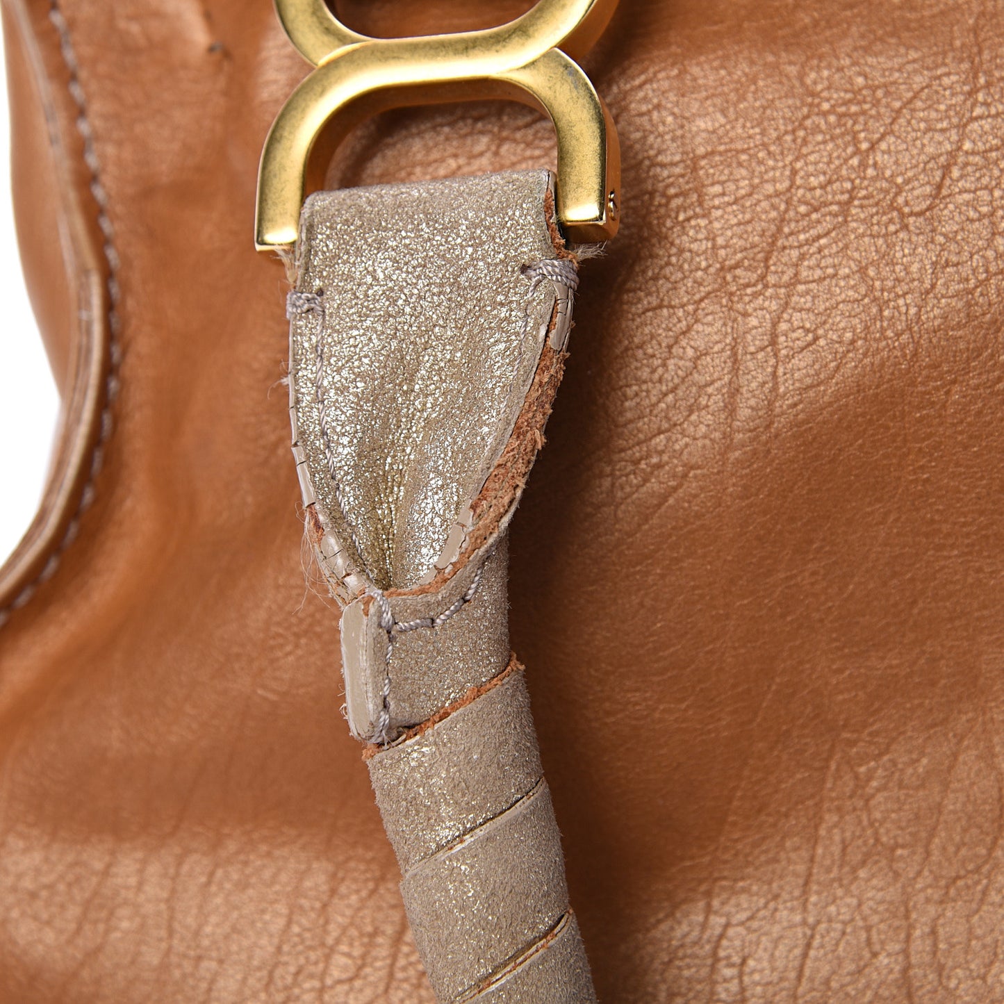 Metallic Calfskin Medium Marcie Satchel Brown