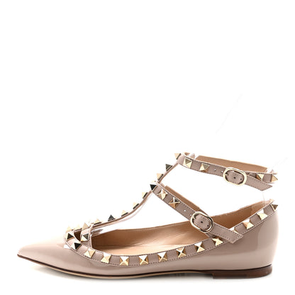 Valentino Garavani Patent Rockstud Cage Ballerina Flats 35 Poudre 1 of 9