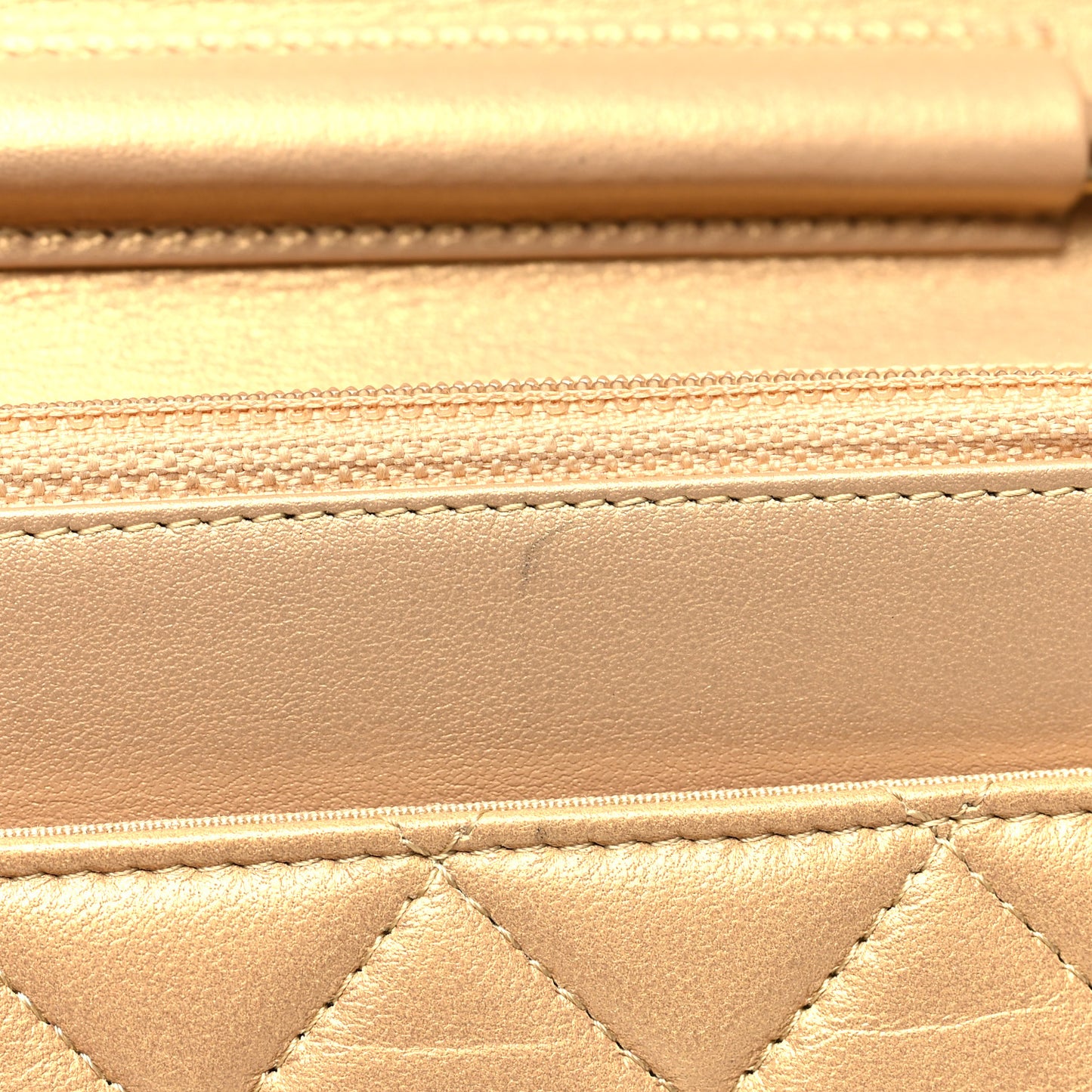 Metallic Lambskin Quilted Enamel Wallet On Chain WOC Gold