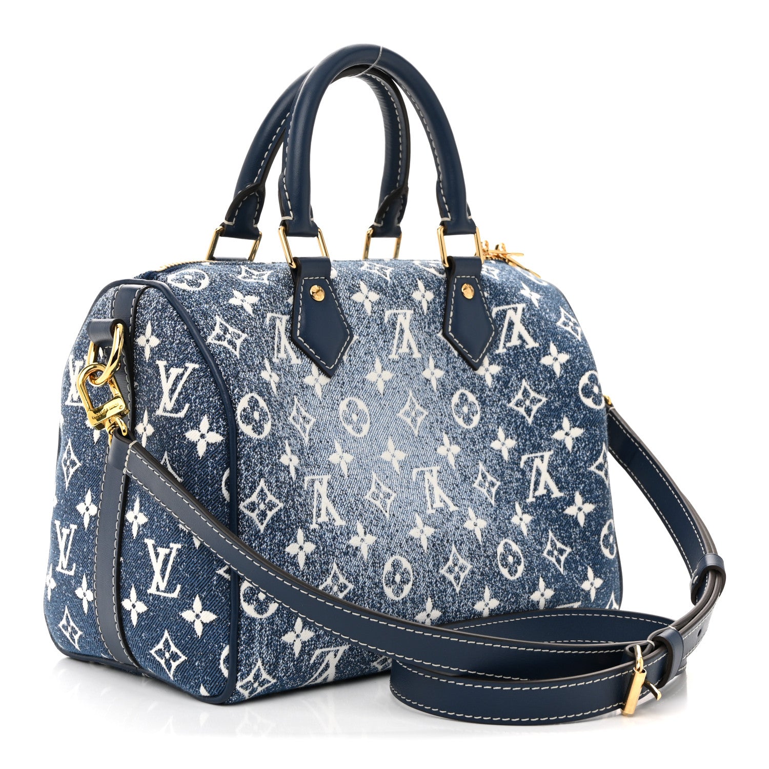 Louis Vuitton Monogram Jacquard Denim Speedy Bandouliere 25 Bleu 3 of 9