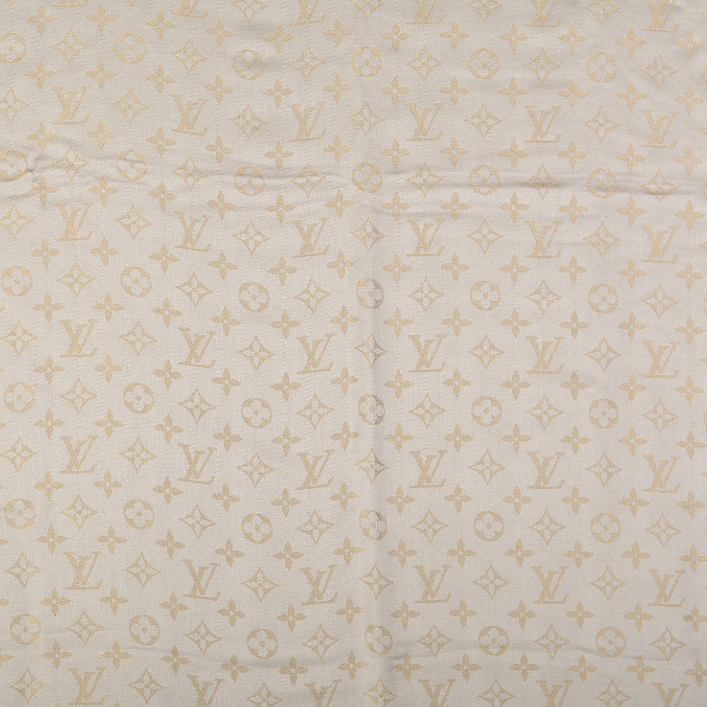 Silk Wool Monogram Shine Shawl Beige
