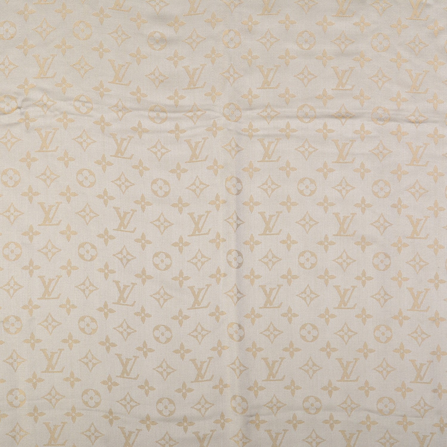 Louis Vuitton Silk Wool Monogram Shine Shawl Beige 1 of 6
