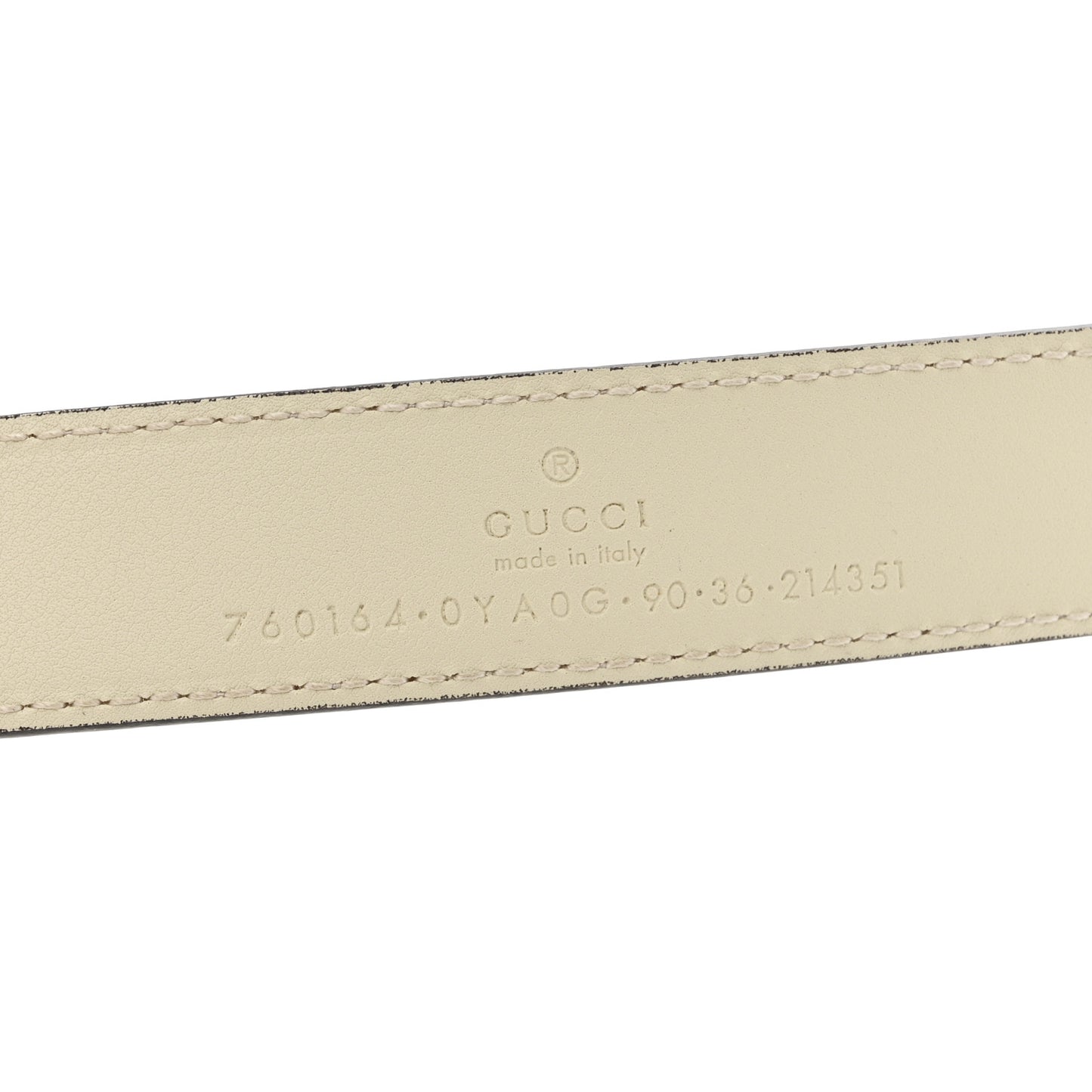Plutone Calfskin Round Interlocking G 25mm Belt 90 36 Mystic White