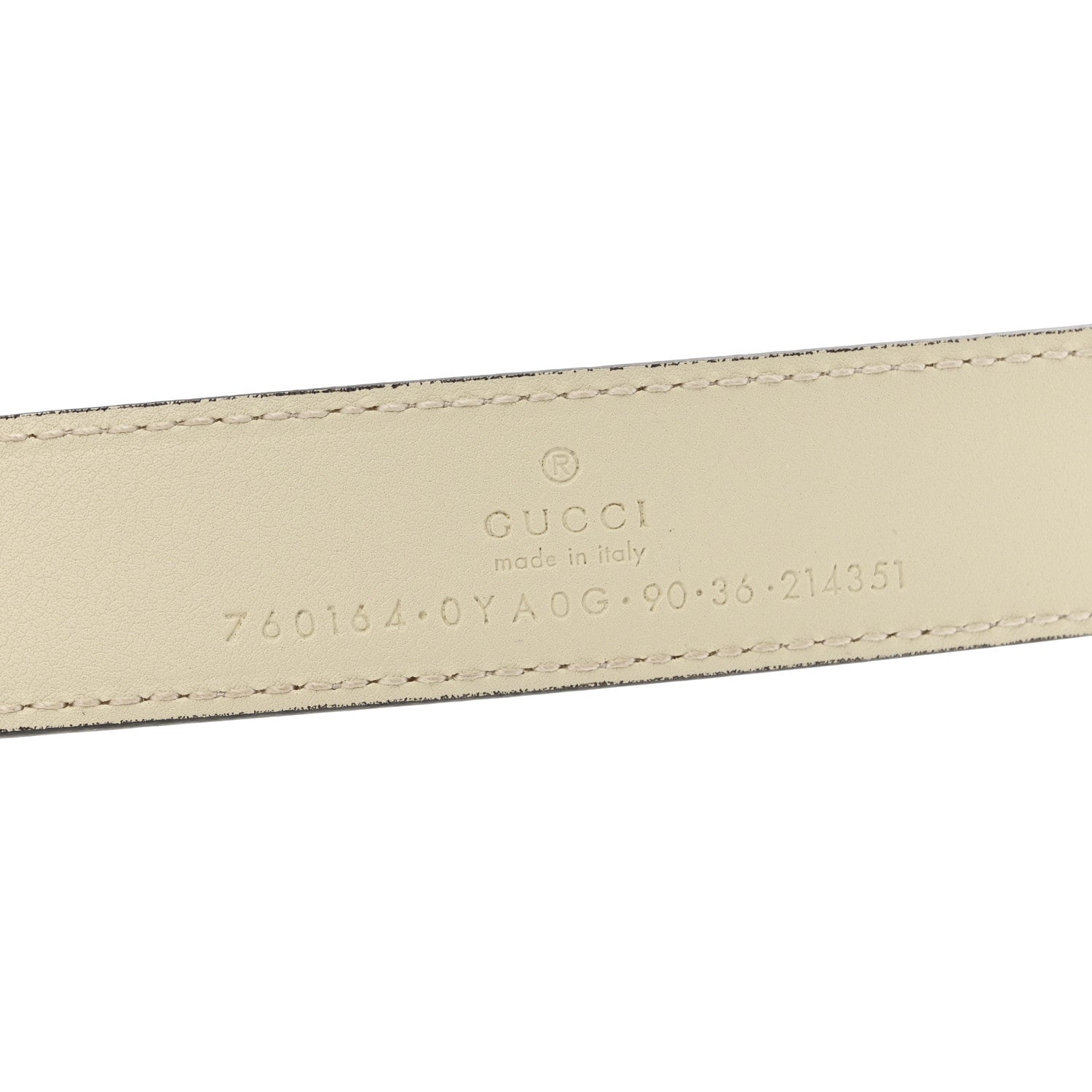 Gucci Plutone Calfskin Round Interlocking G 25mm Belt 90 36 Mystic White 5 of 5