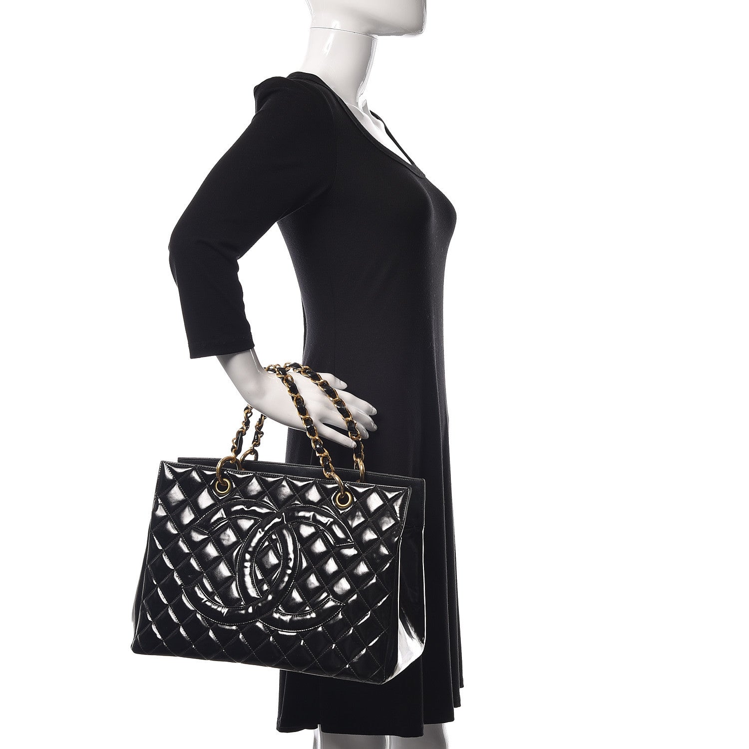 Chanel Glazed Calfskin Quilted Tote Black 2 of 19
