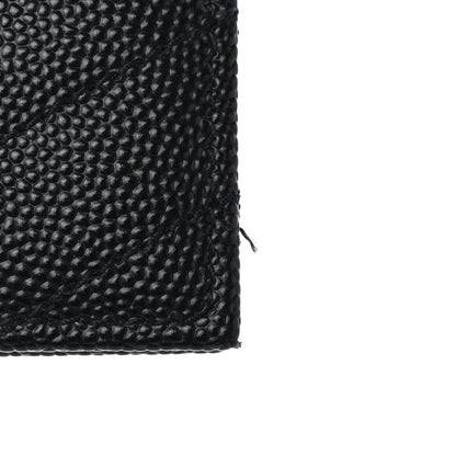 Saint Laurent Grain De Poudre Matelasse Chevron Monogram Credit Card Case Black 8 of 8