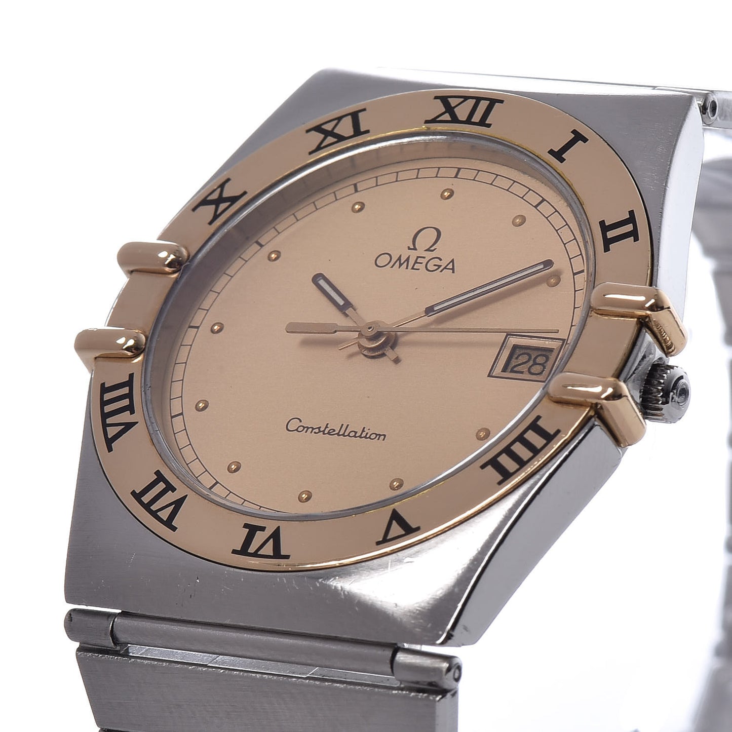 Stainless Steel 18K Yellow Gold 33mm Constellation Quartz Watch Champagne 396.1075