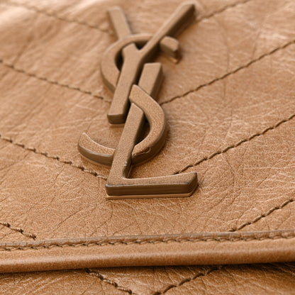 Saint Laurent Crinkled Calfskin Matelasse Monogram Medium Niki Chain Satchel Natural Tan 12 of 12