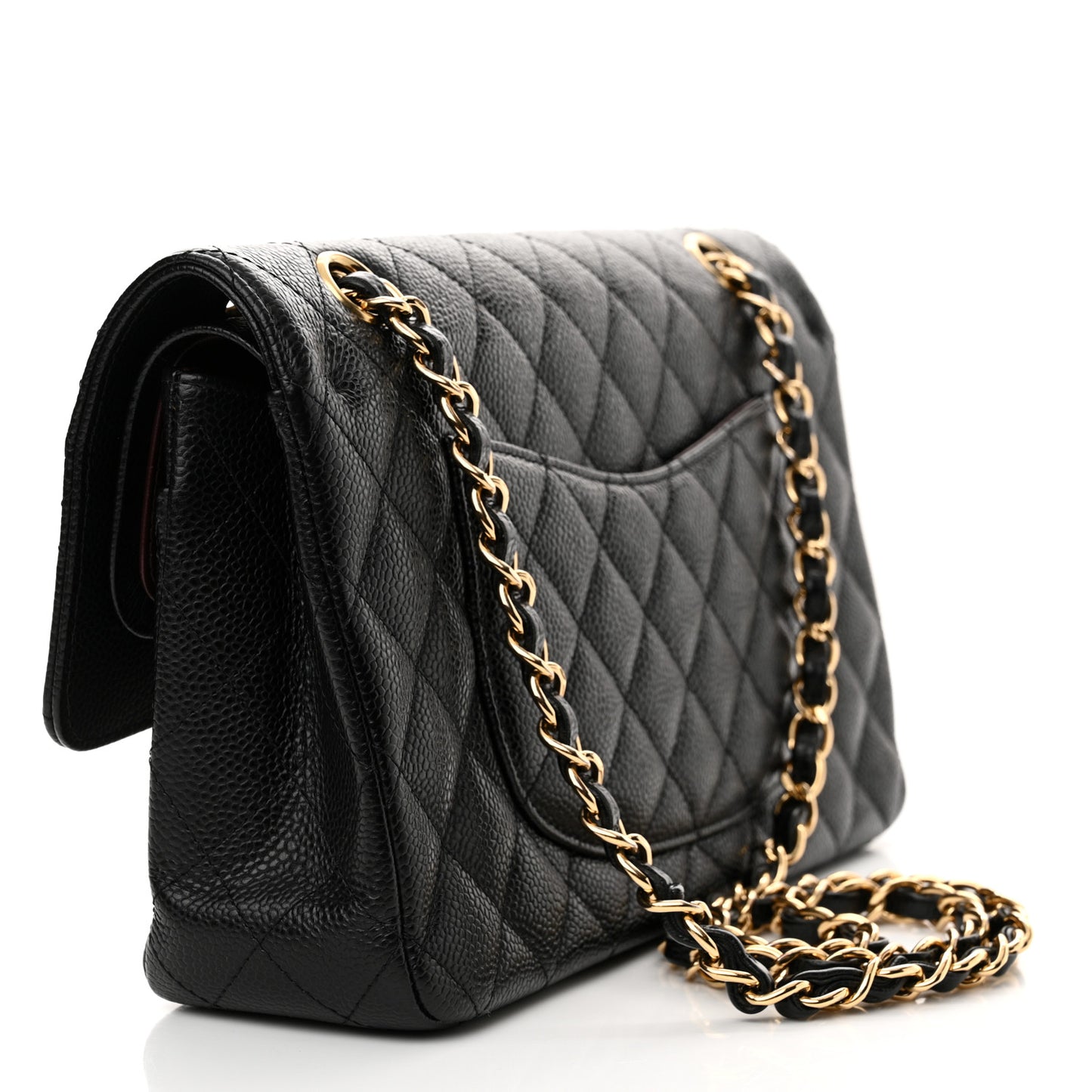 Caviar Quilted Medium Double Flap Black