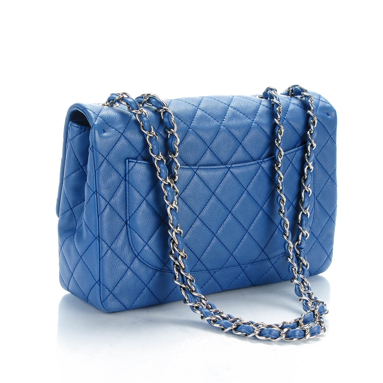Chanel Washed Caviar Jumbo Single Flap Blue 3 of 8