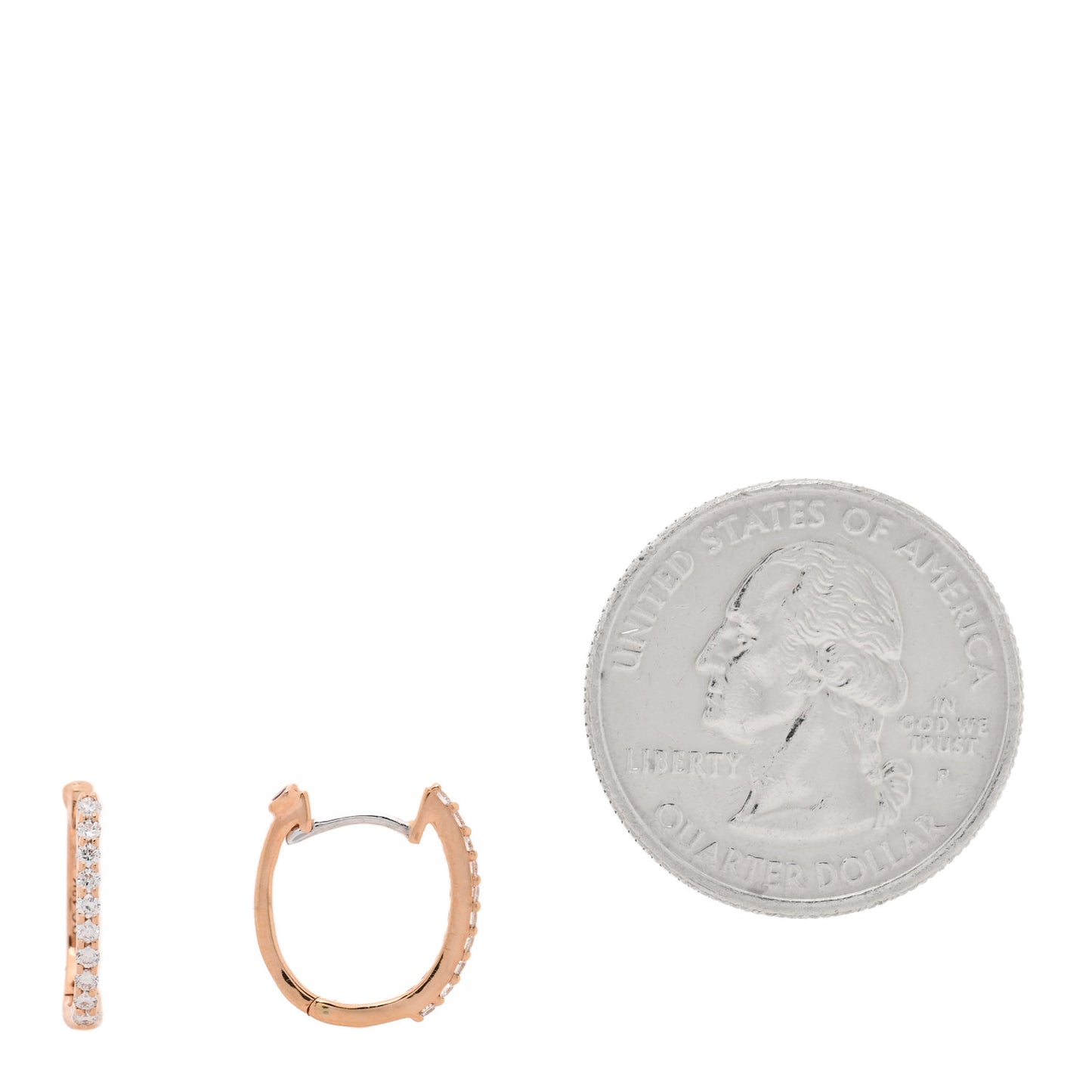 18K Rose Gold Diamond XS Hoop Pave Earrings