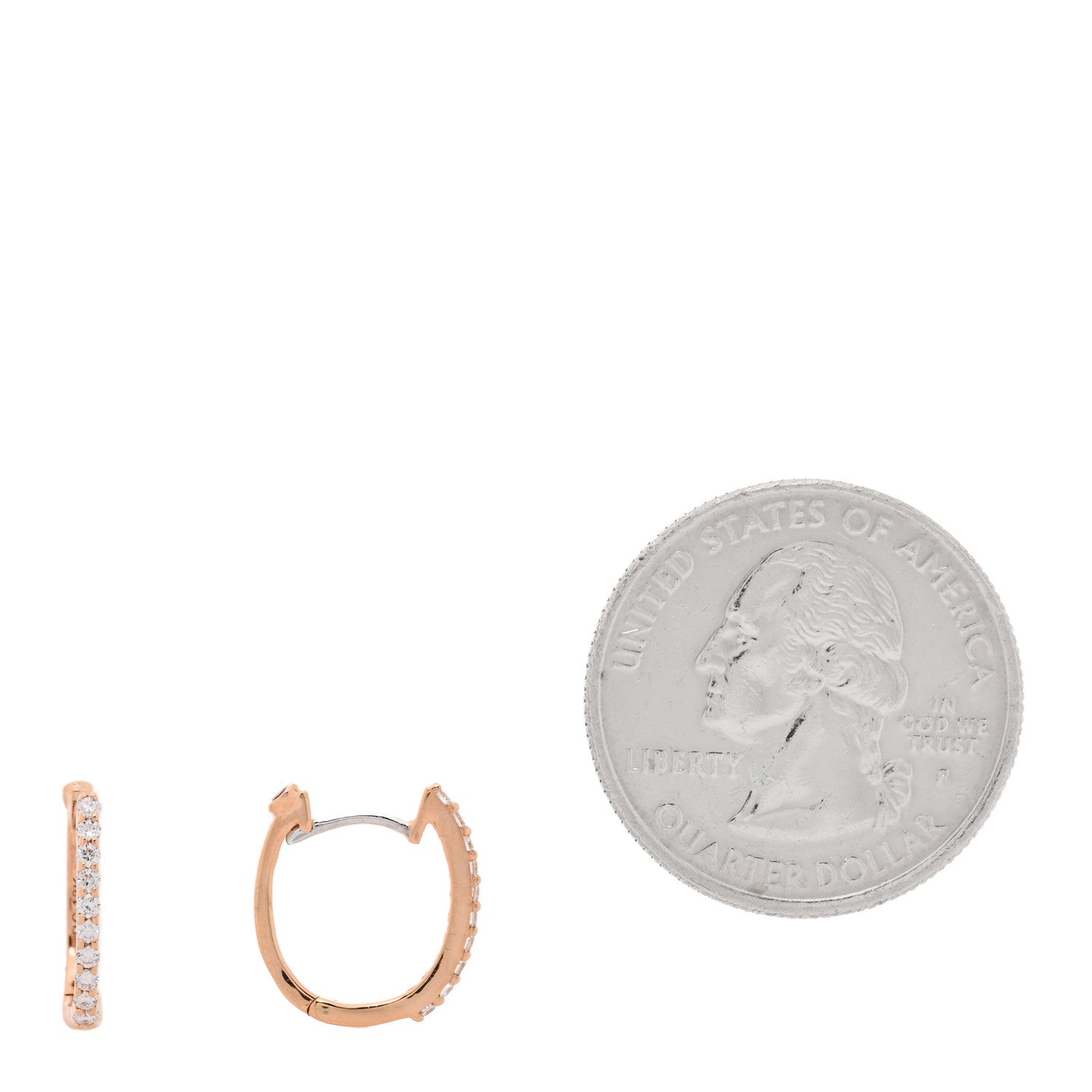 Roberto Coin 18K Rose Gold Diamond XS Hoop Pave Earrings 2 of 4