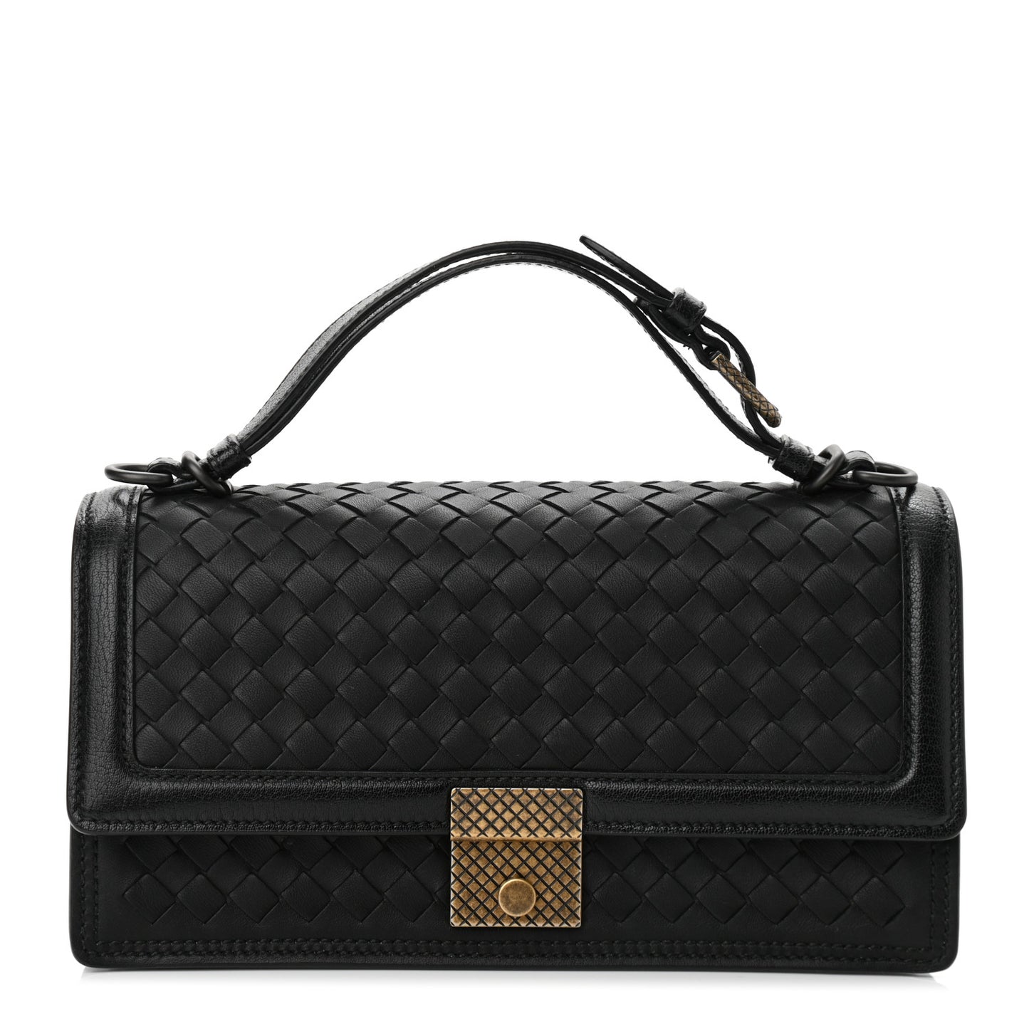 Nappa Intrecciato Top Handle Bag Black