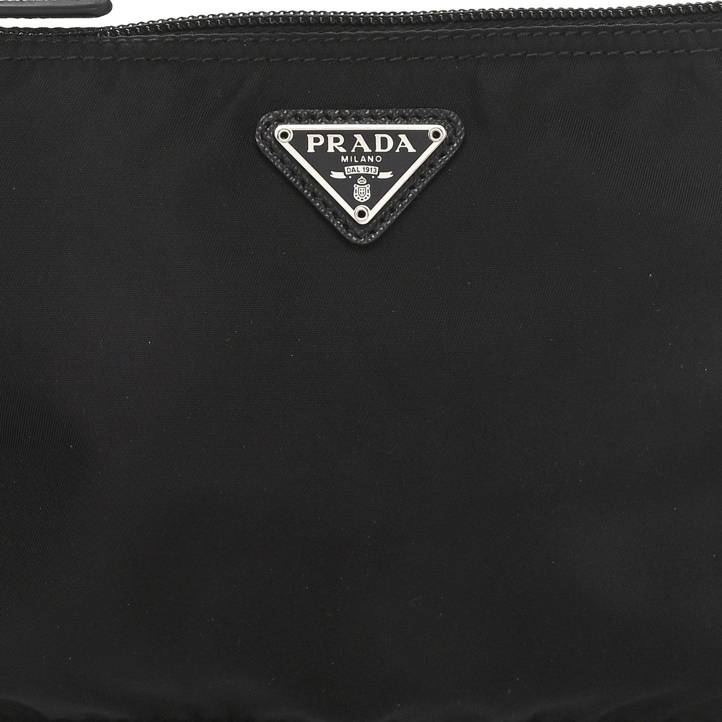 Re-Nylon Saffiano Vela Necessaire Flat Pouch Black