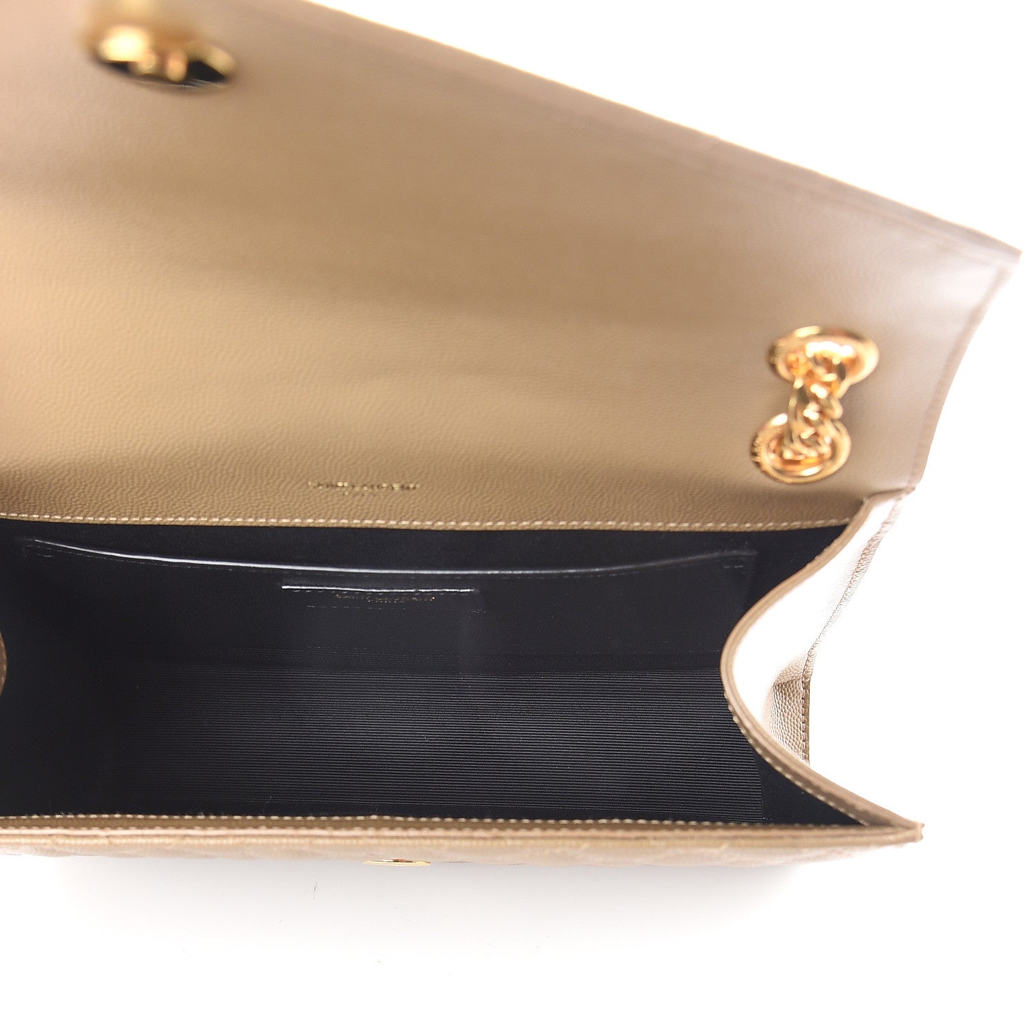Saint Laurent Grain De Poudre Textured Mixed Matelasse Medium Triquilt Monogram Satchel Latte Cream 4 of 8