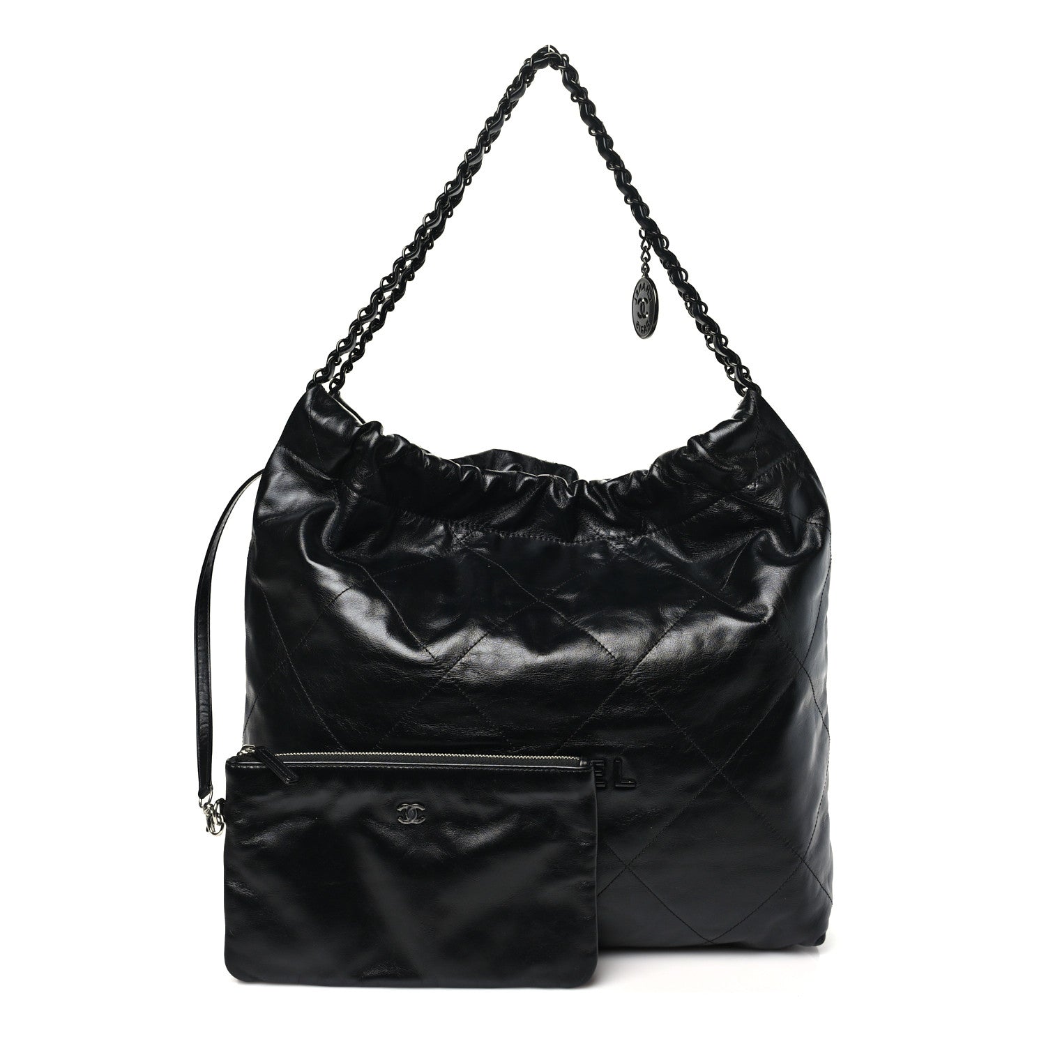 Chanel Shiny Calfskin Quilted Large Chanel 22 So Black 3 of 11