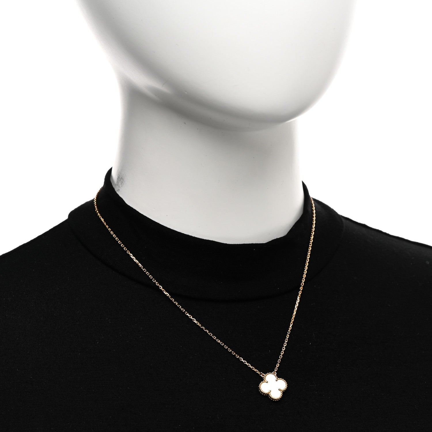 Van Cleef & Arpels 18K Yellow Gold Mother of Pearl Vintage Alhambra Pendant Necklace 2 of 5