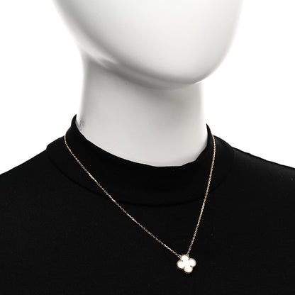 Van Cleef & Arpels 18K Yellow Gold Mother of Pearl Vintage Alhambra Pendant Necklace 2 of 5