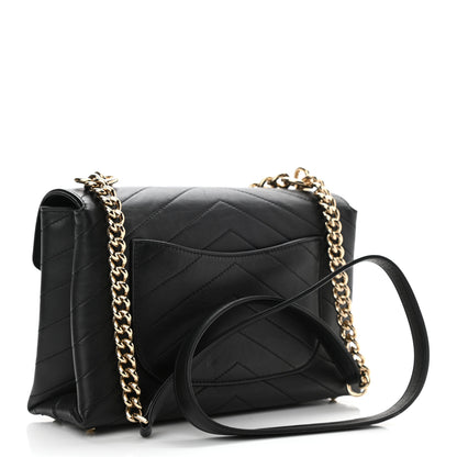 Chanel Calfskin Chevron Stitched Small Coco Flap Bag Black 3 of 10