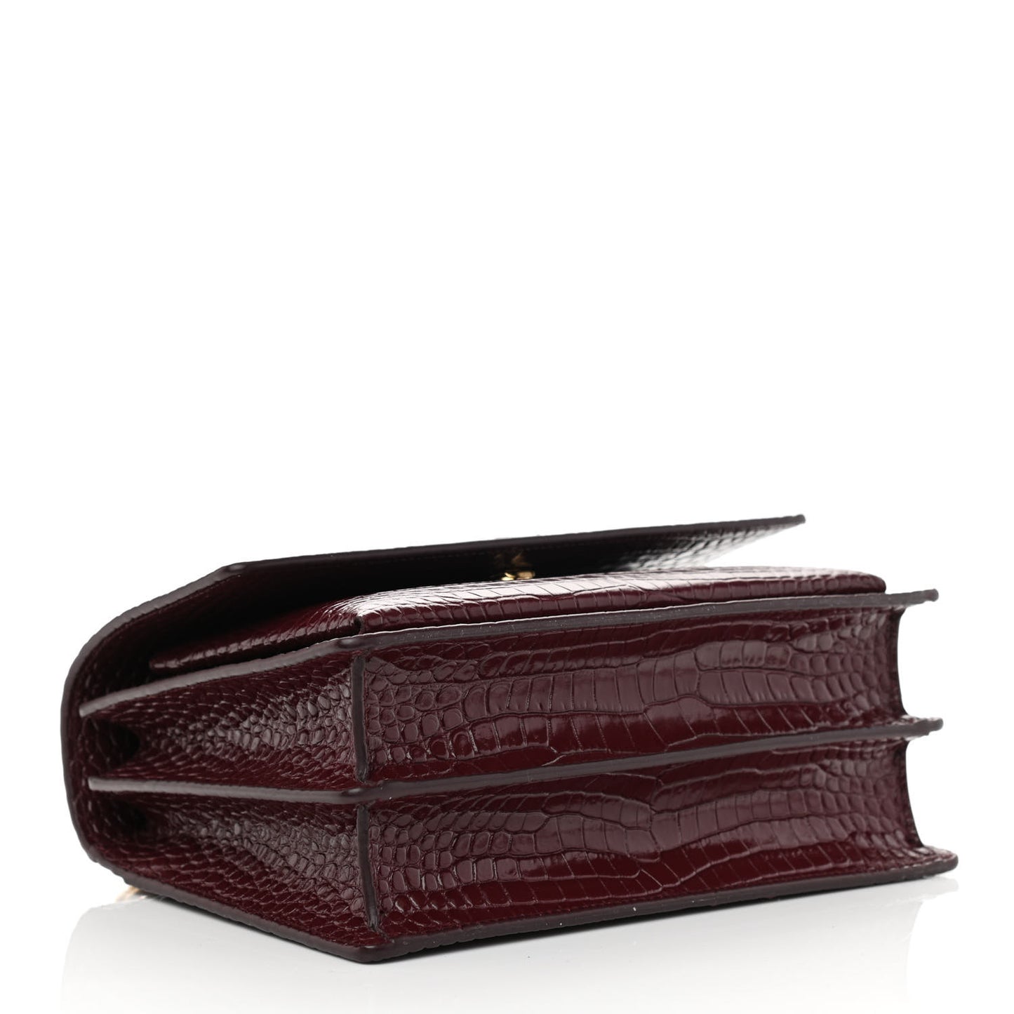 Calfskin Crocodile Embossed Medium Monogram Sunset Rouge Legion