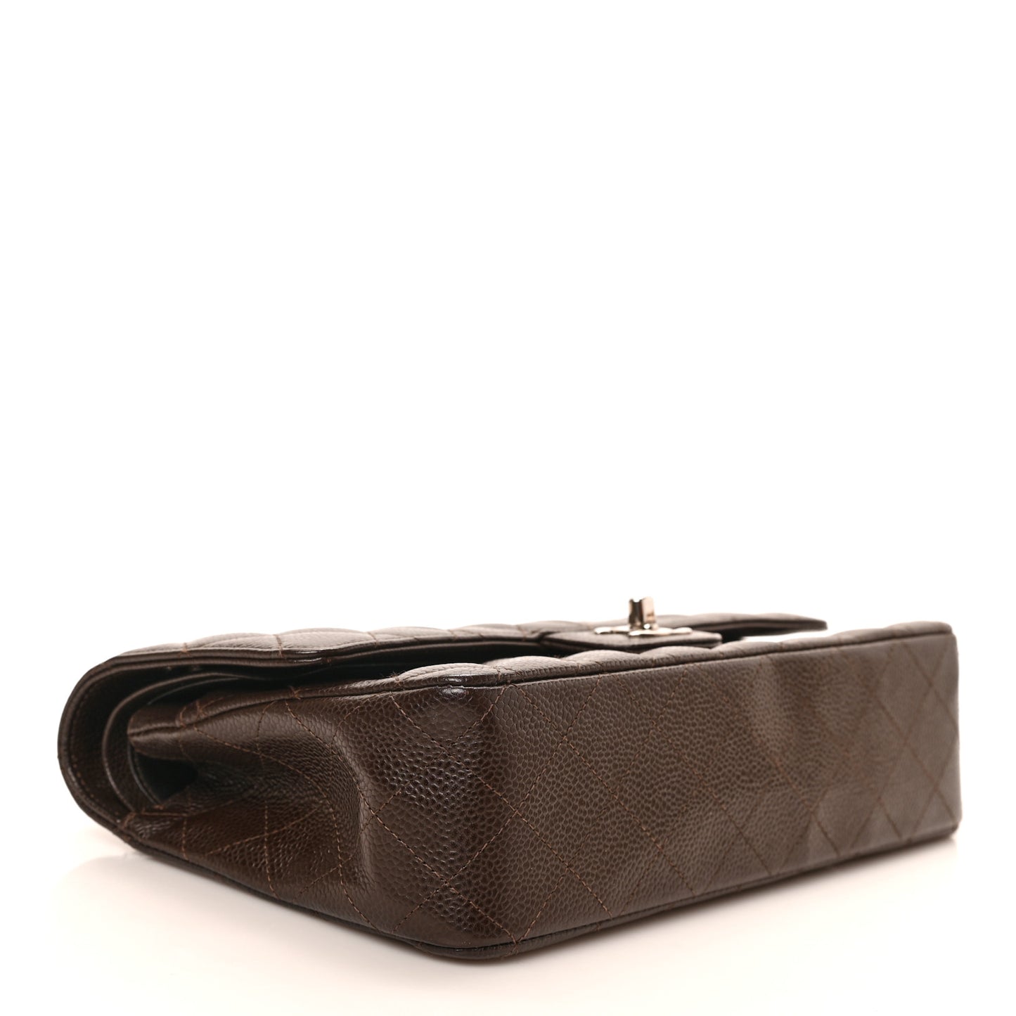Caviar Quilted Medium Double Flap Brown