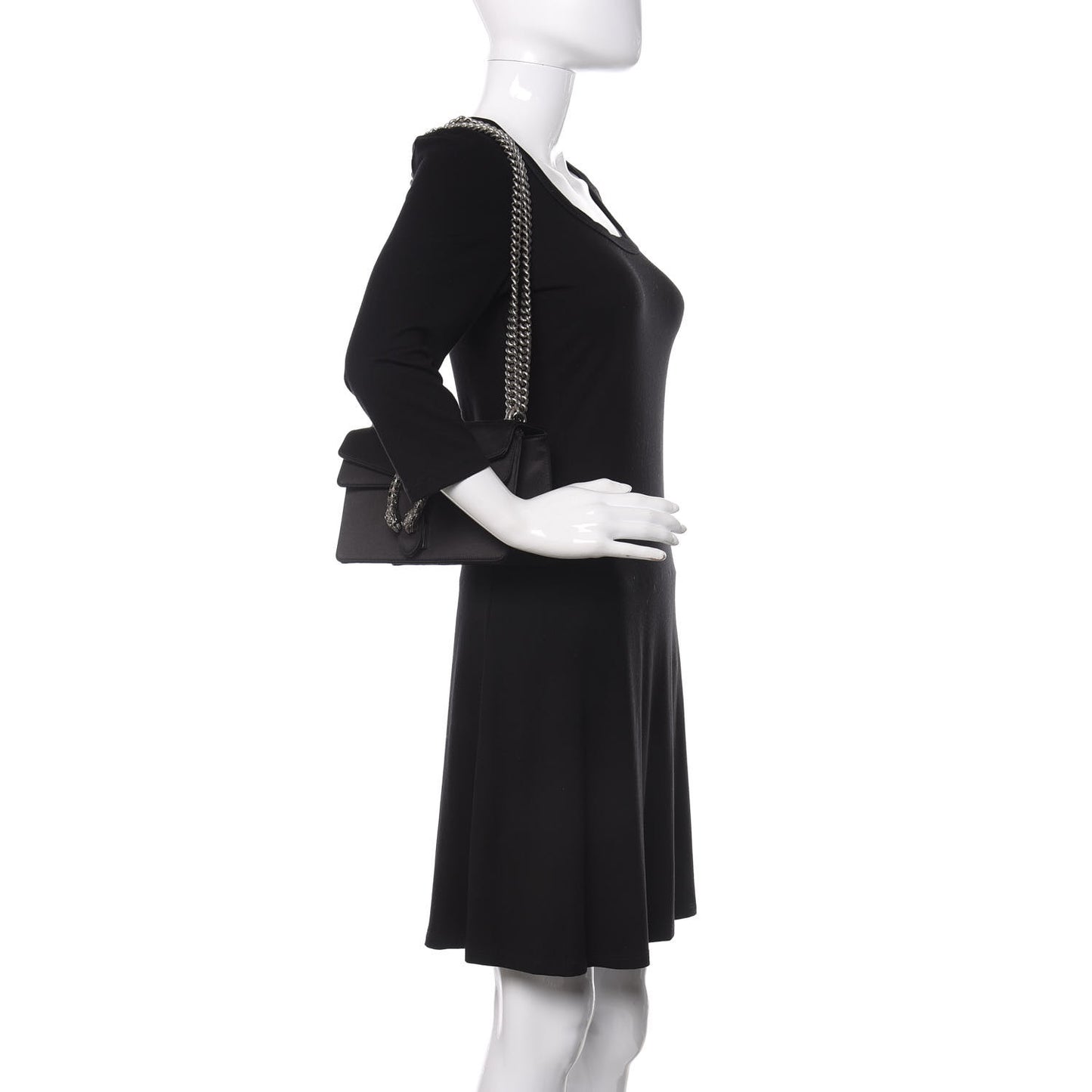 Satin Silk Crystal Small Dionysus Shoulder Bag Black Black Diamond