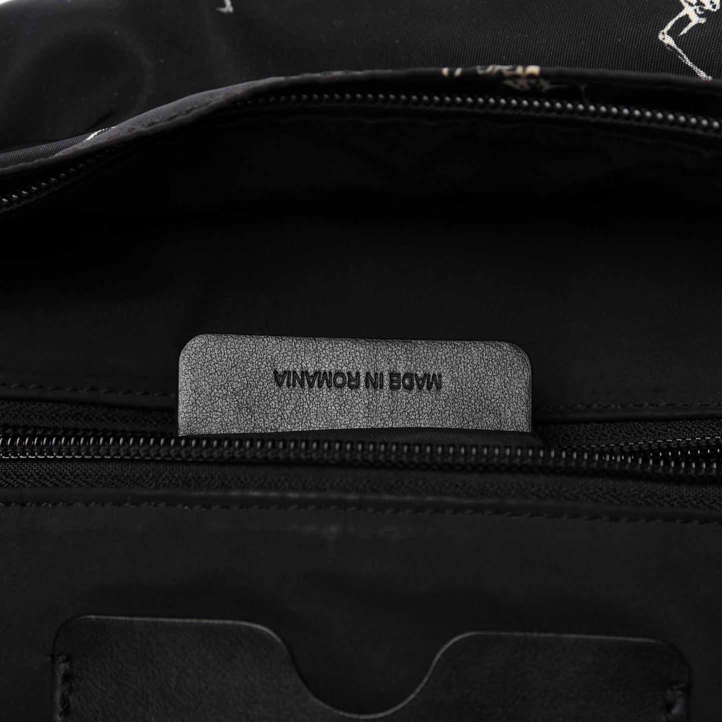 Nylon Dancing Skeleton Backpack Black White