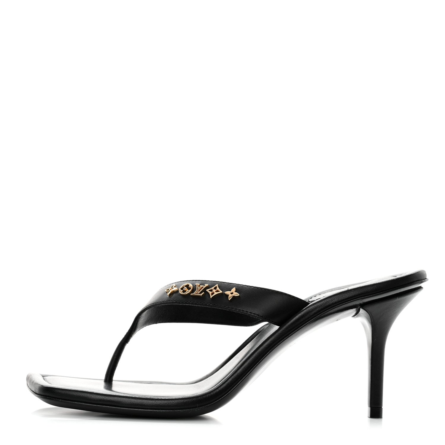 Louis Vuitton Calfskin Signature Thong Sandal 36.5 Black 1 of 11