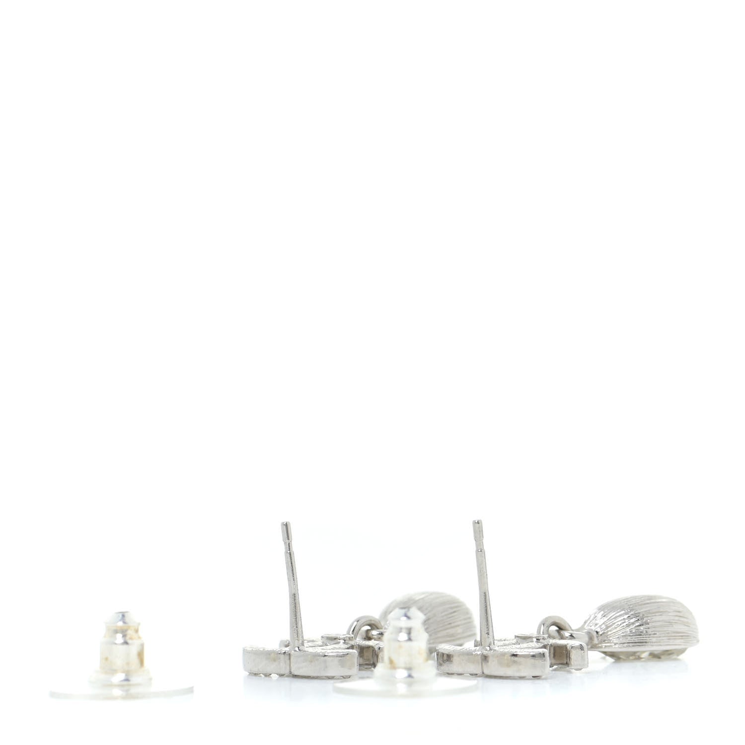Chanel Crystal CC Teardrop Earrings Silver 3 of 5