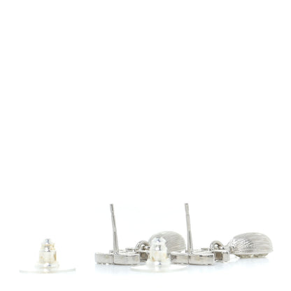Chanel Crystal CC Teardrop Earrings Silver 3 of 5